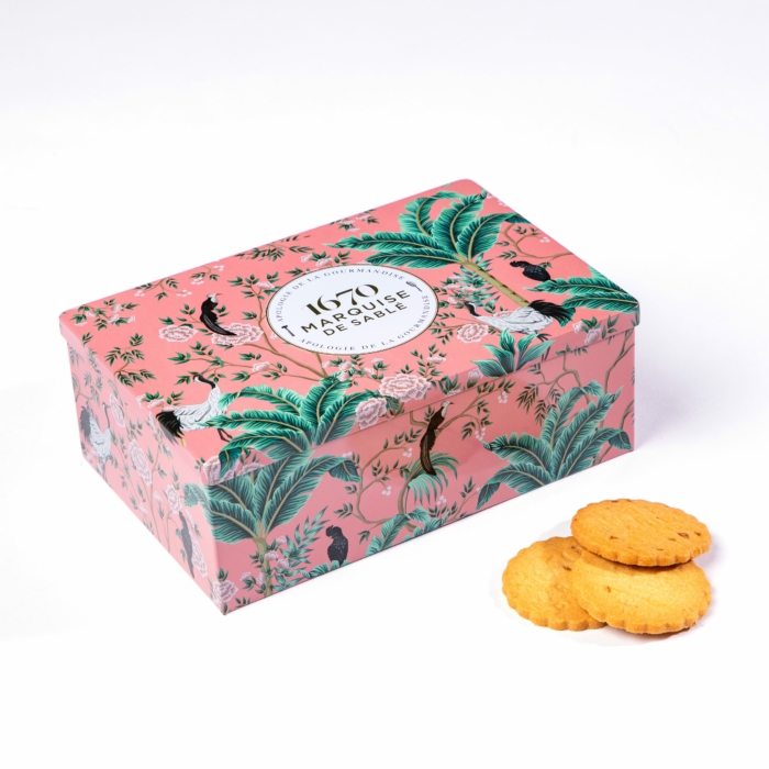 Boîte métal - Sablés nature aux pépites d'abricot et pépites de caramel