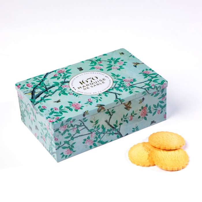 Boîte métal - Sablés nature pur beurre frais pépites de chocolat et pépites de framboise