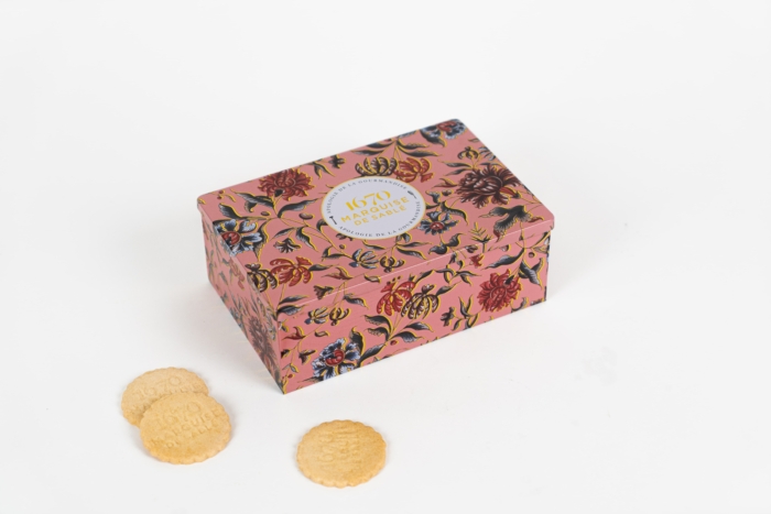 Boîte métal - Sablés aux pépites de framboise nature pur beurre frais et tout chocolat