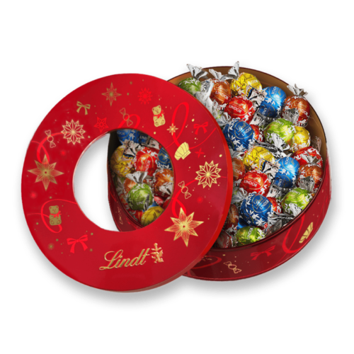 Boîte Métal Ronde LINDOR Rouge Noël